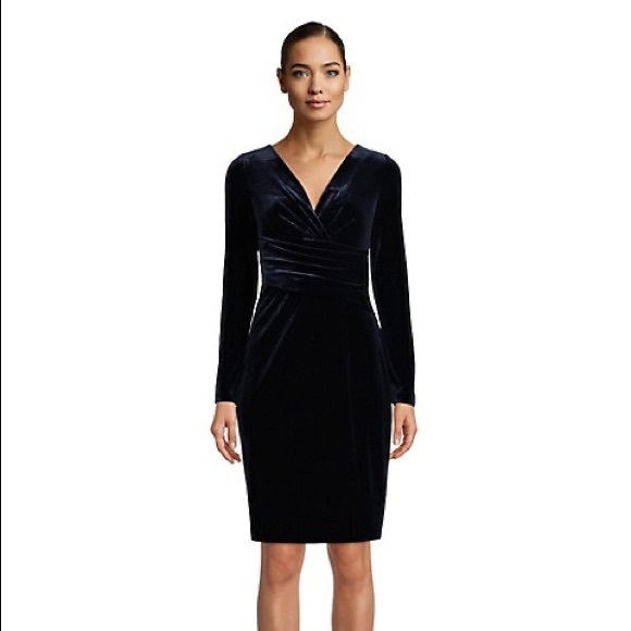 Eliza J Surplice-Neck Velvet Sheath Dress - Picture 2 of 8